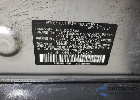 2012 Subaru Forester 2.5X Premium из США, поврежденный, VIN JF2SHBDC3CH426242